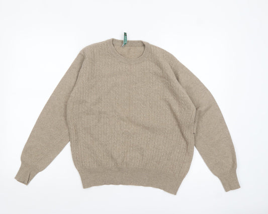 Green Lamb Women Beige Wool Cable-Knit Jumper M