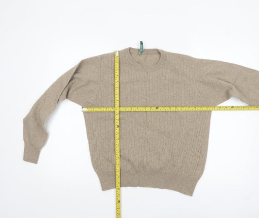 Green Lamb Women Beige Wool Cable-Knit Jumper M