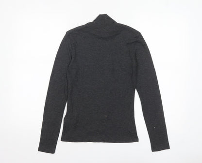 H&M Women’s Grey Roll Neck Long Sleeve Jersey Top Size 8
