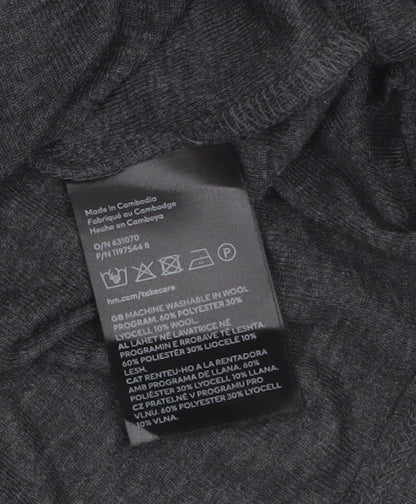 H&M Women’s Grey Roll Neck Long Sleeve Jersey Top Size 8
