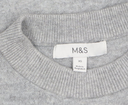 Marks and Spencer Women's Grey XS High Neck Short Sleeve Jumper