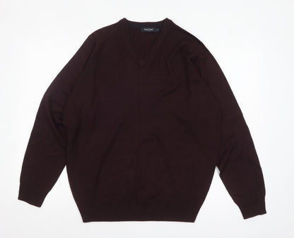 James Pringle Mens Brown V-Neck Acrylic Jumper Medium
