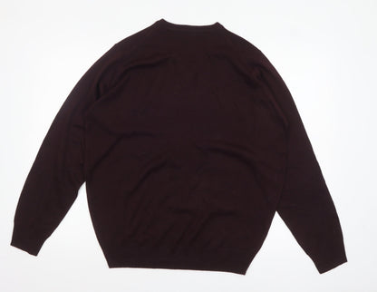 James Pringle Mens Brown V-Neck Acrylic Jumper Medium