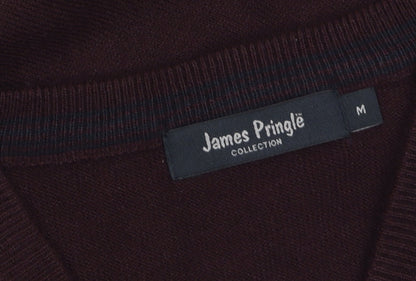 James Pringle Mens Brown V-Neck Acrylic Jumper Medium