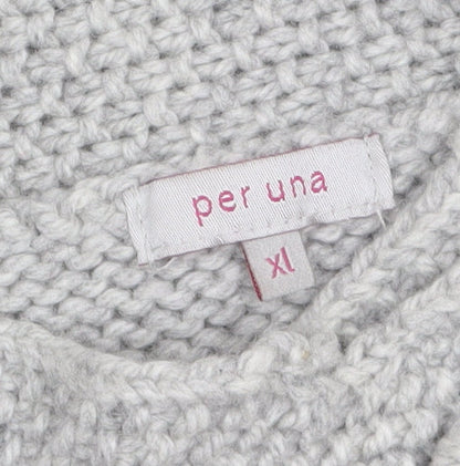Marks and Spencer Per Una Womens Grey XL Chunky Knit Button Cardigan