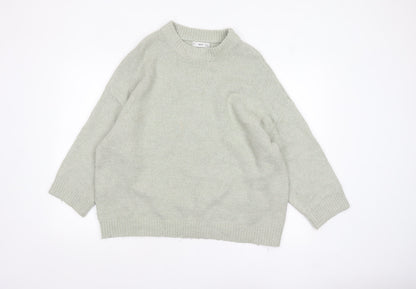 Mango Womens Grey Wool Blend Crew Neck Relaxed Fit Jumper Size S