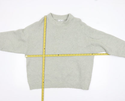 Mango Womens Grey Wool Blend Crew Neck Relaxed Fit Jumper Size S