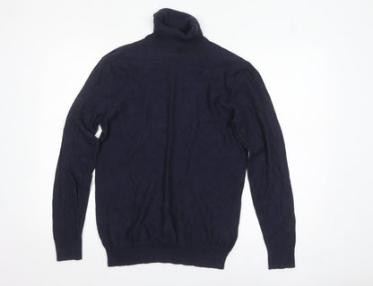 Paul Costelloe Men's Blue Roll Neck Cashmere Wool Jumper M