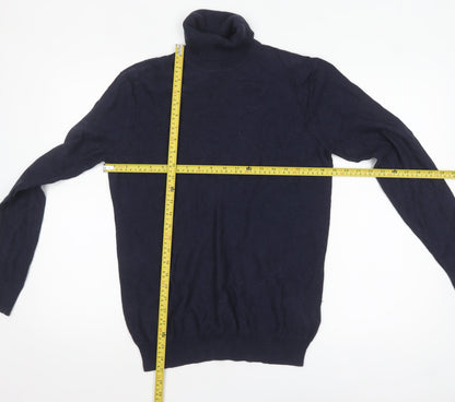 Paul Costelloe Men's Blue Roll Neck Cashmere Wool Jumper M