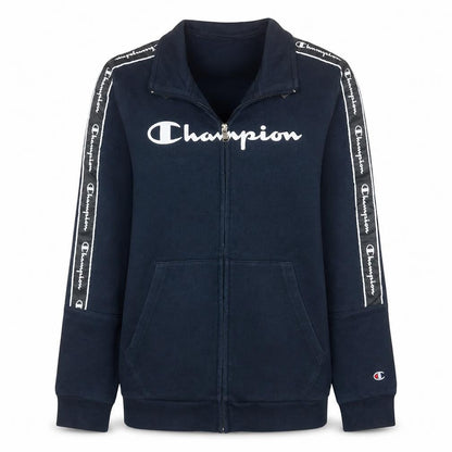 Front view of Champion boys’ blue 13-14 years track jacket full zip fleece activewear