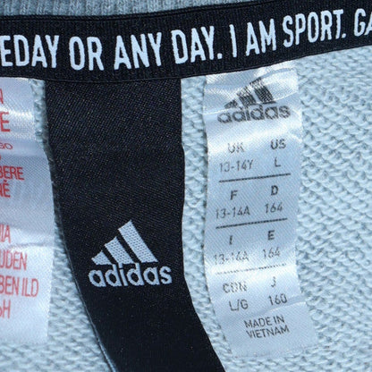 Adidas Girls Grey Crew Neck Pullover Sweatshirt L 13-14 Years
