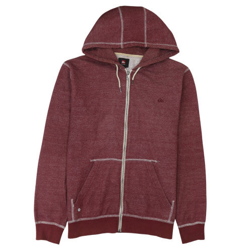 Mens UK Size M Quiksilver Red Full Zip Hoodie
