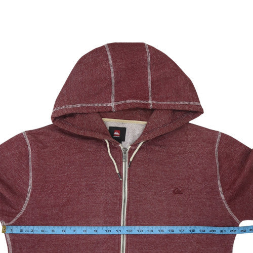 Mens UK Size M Quiksilver Red Full Zip Hoodie