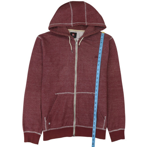 Mens UK Size M Quiksilver Red Full Zip Hoodie