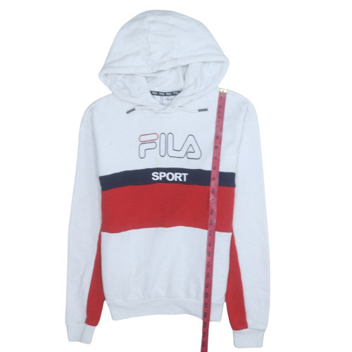Mens UK Size S FILA White Pullover Hoodie