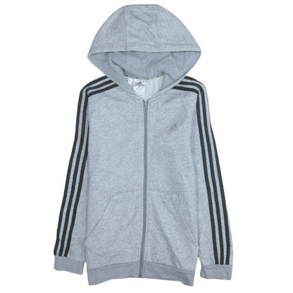 Adidas Boys Grey Full Zip Hoodie 11-12 Years Regular Fit Sportswear