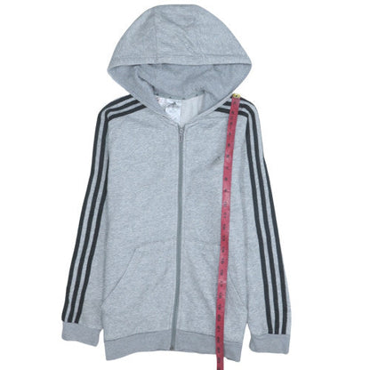 Adidas Boys Grey Full Zip Hoodie 11-12 Years Regular Fit Sportswear