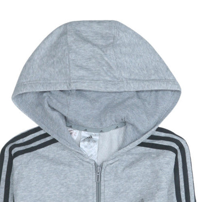 Adidas Boys Grey Full Zip Hoodie 11-12 Years Regular Fit Sportswear