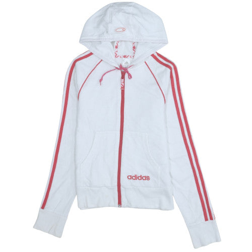 Womens UK Size 10 adidas White Full Zip Hoodie