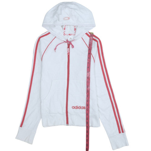 Womens UK Size 10 adidas White Full Zip Hoodie