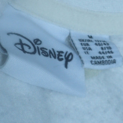 Disney Women White Stitch Sweatshirt Medium Cotton Crew Neck Pullover