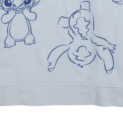 Disney Women White Stitch Sweatshirt Medium Cotton Crew Neck Pullover
