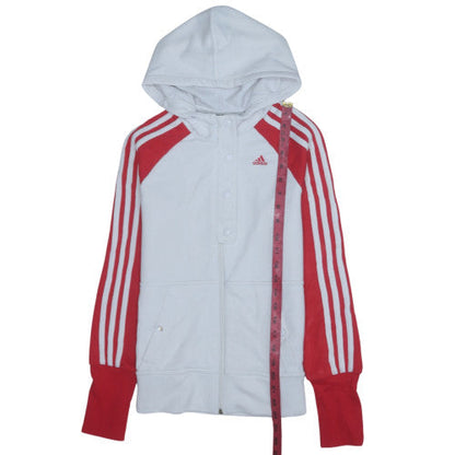 Womens UK Size 10 adidas White Full Zip Hoodie