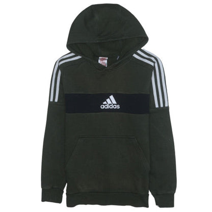 Adidas Boys Green Pullover Hoodie 13-14 Years Fleece Regular Fit