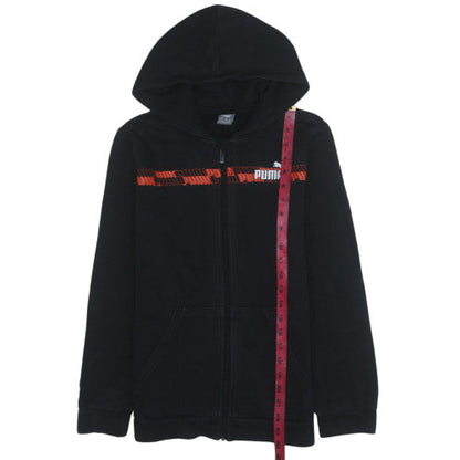 Puma Boys Black Full Zip Fleece Hoodie 16 Years Sports Logo Sweatshirt