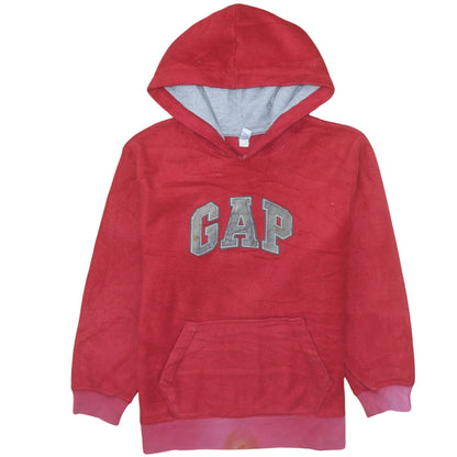 GAP Boys Red Fleece Pullover Hoodie Size 12 Years Warm Logo Sweatshirt
