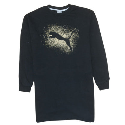 Puma Women’s Black Long Sleeve T-Shirt Dress M Sports Logo Casual