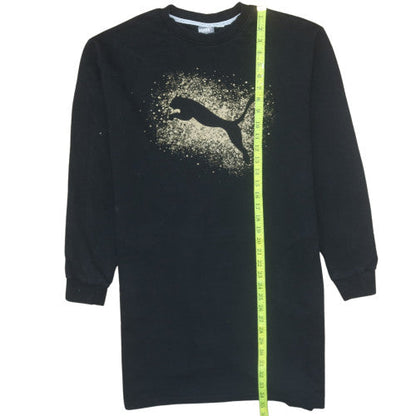 Puma Women’s Black Long Sleeve T-Shirt Dress M Sports Logo Casual