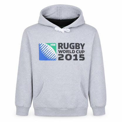 Front view of Rugby Originals Teens Grey Pullover Hoodie S Graphic Logo Fleece