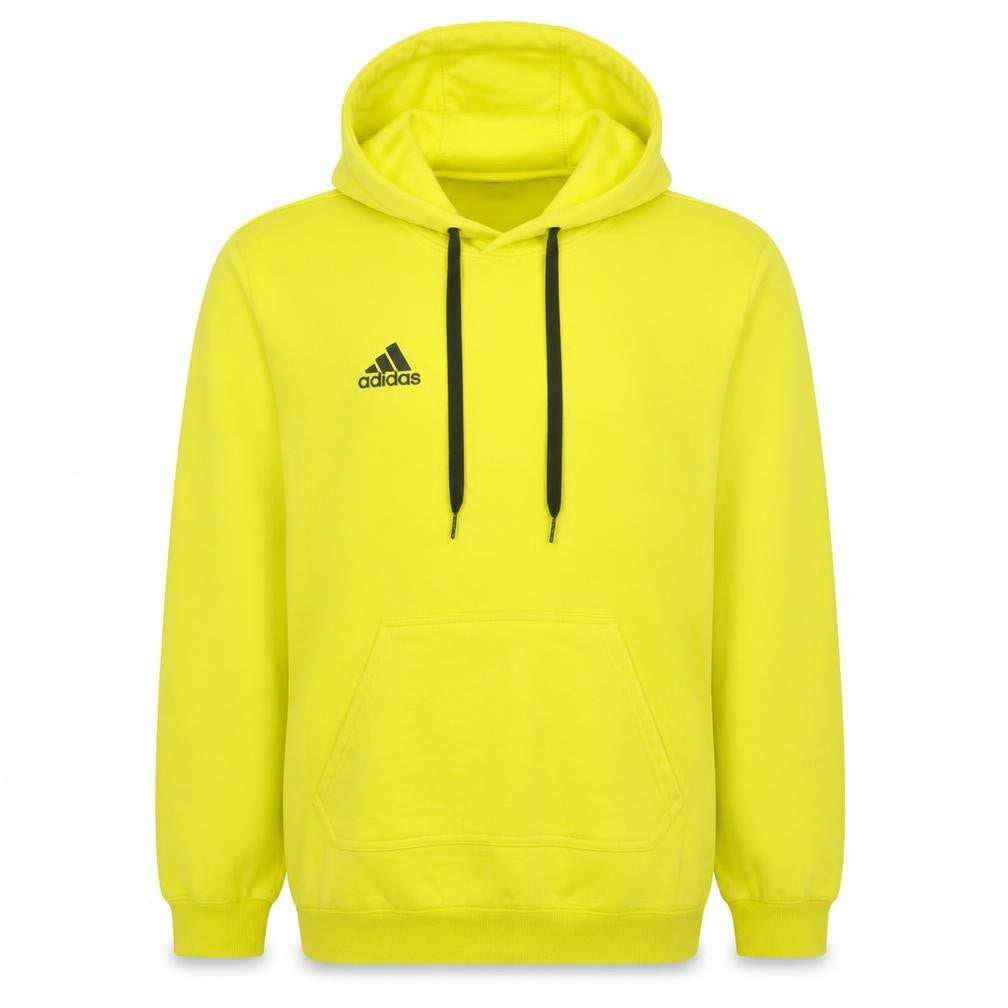 Front view of Adidas Men's Yellow Pullover Hoodie L Regular Fit Sports Fleece