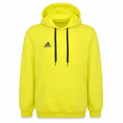 Front view of Adidas Men's Yellow Pullover Hoodie L Regular Fit Sports Fleece