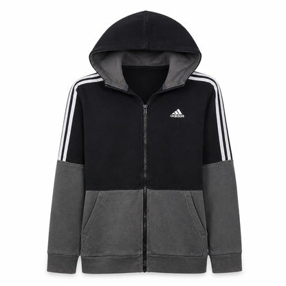 Front view of Adidas Men's Black Full Zip Hoodie Small Sports Fleece Jacket