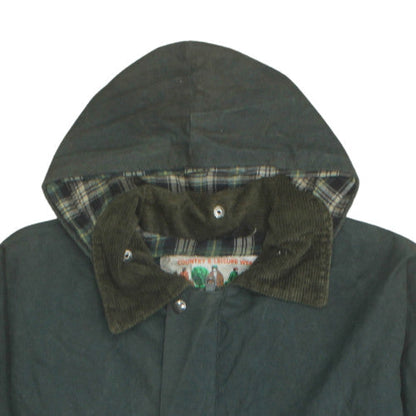 Country & Leisure Wear Mens Green XL Waxed Hooded Coat