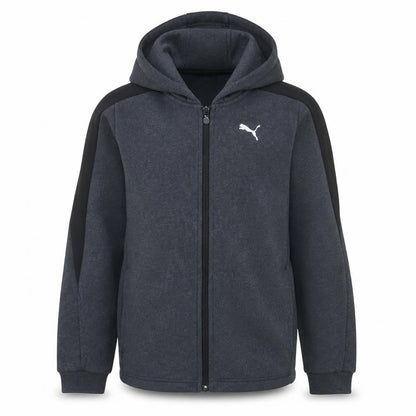 Front view of Puma boys’ black full zip fleece hoodie, size 14, years