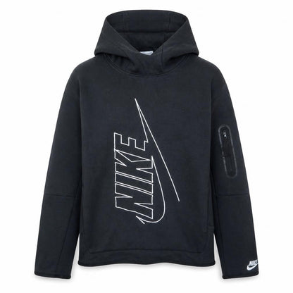 Front view of Nike boys’ black xl pullover hoodie fleece sweatshirt with logo