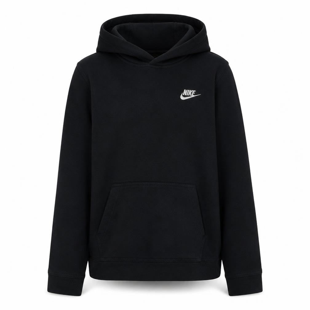 Front view of Nike boys’ black pullover fleece hoodie xl 158-170cm hooded sweatshirt
