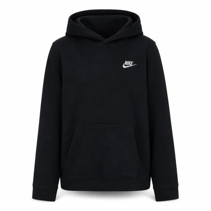 Front view of Nike boys’ black pullover fleece hoodie xl 158-170cm hooded sweatshirt