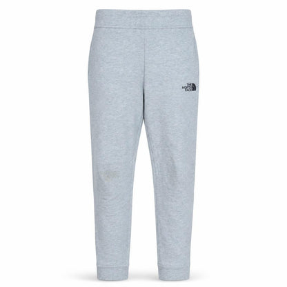 Front view of The North Face boys’ grey jogger sweatpants l cotton blend activewear