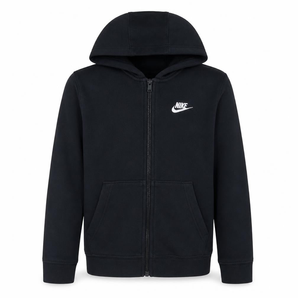Front view of Nike boys’ black full zip fleece hoodie l 147-158cm