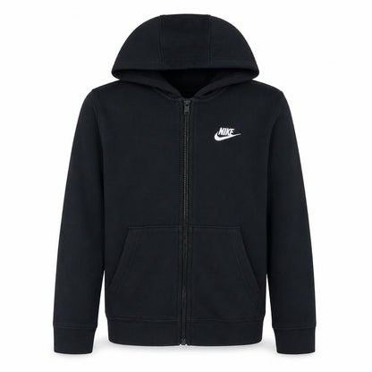 Front view of Nike boys’ black full zip fleece hoodie l 147-158cm