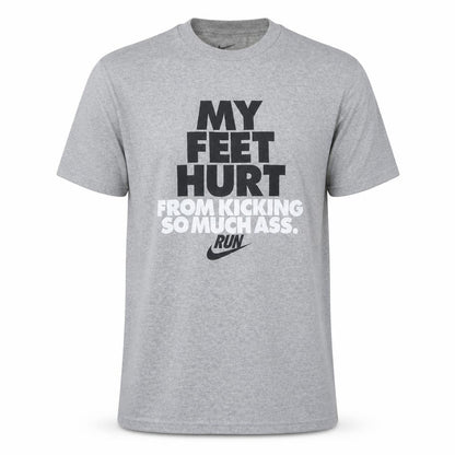 Nike Men's Grey Funny Graphic Run T-Shirt Medium