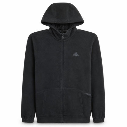 Front view of Adidas Men Black Full Zip Hoodie Fleece, size S, Classic Sportswear