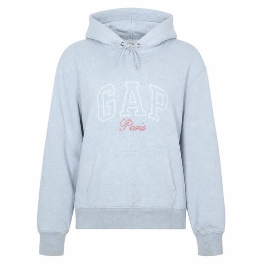 Gap Women Grey Pullover Hoodie Paris Logo Size L Cotton Blend