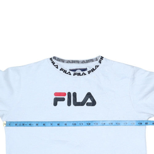 Fila Boys White Crew Neck Logo Sweatshirt 13-15 Years Polyester Cotton
