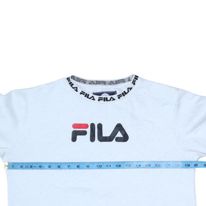 Fila Boys White Crew Neck Logo Sweatshirt 13-15 Years Polyester Cotton