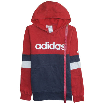 Adidas Boys Red & Navy Pullover Hoodie 15-16 Years Colourblock Logo Sweatshirt